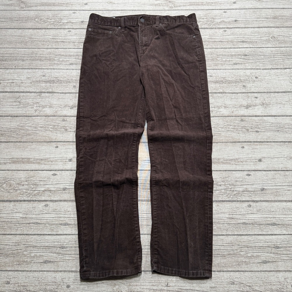 Gap Corduroy Pants Mens 34x30 Brown Slim Fit Straight Leg Ribbed Trousers Preppy